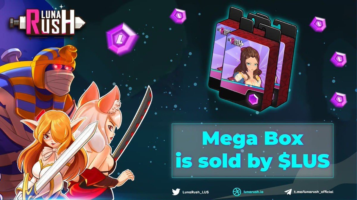 LunaRush_LUS's tweet image. 🔥MEGA BOX IS SOLD BY $LUS!!!🔥
🥳Are you looking forward to our VERY first NFT BOX sale? Do not ignore this post because we will reveal to players very interesting things about how to own NFT right away.
🎉The MEGA BOX of Luna Rush will be sold in $LUS Token.
#LunaRush