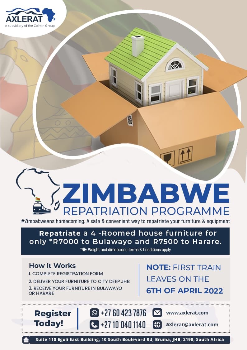 It will cost about R7000 to move your furniture

Download the registration form on our website, complete it and email to axlerate@axlerate.com

We will qoute you. 

Avoid the last minute rush, our first trains leaves 6 April 2022 

<a href="/mpumiglobal/">Mpumelelo Ndiweni</a> <a href="/zimconsulatejhb/">Zimbabwe Consulate Johannesburg Official</a> <a href="/siphoncyfo/">SiphoNdlovu</a>