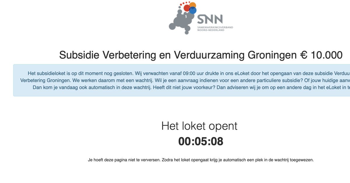 Te gek voor woorden dit. En nu ben ik nog in de gelukkige omstandigheid digi-vaardig en goed geïnformeerd te zijn …
Subsidie Verduurzaming Groningen.