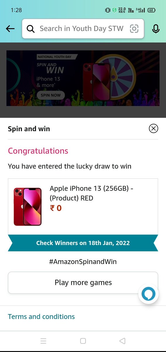 Gulshan_45's tweet photo. #AmazonSpinandWin 
Hopefully play everything time 😃 but result is not successful 😂😂 https://t.co/yzJRlxhgWR