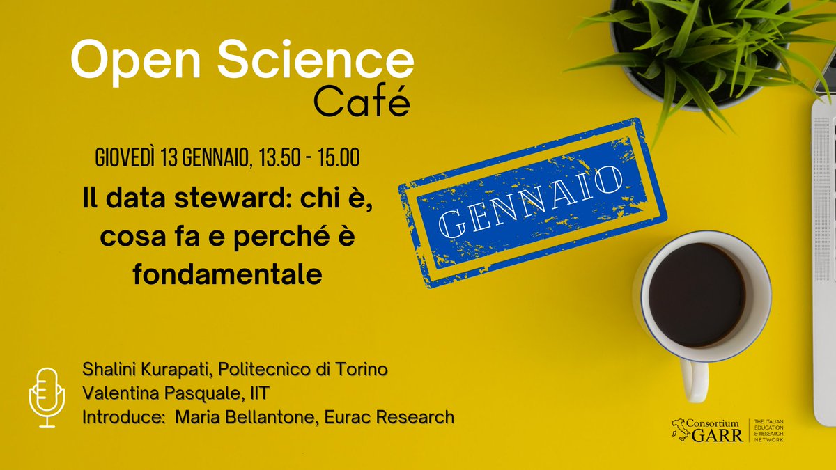 IcdiData's tweet image. 🚀Non perdete il primo appuntamento del 2022 dell&apos;#OpenScienceCafé: ci vediamo 📅giovedì prossimo 13 gennaio alle 13.50 con @shalini_kr @pasquina82 @mbellantone per parlare della figura del #DataSteward Iscriviti ora 👉bit.ly/3plEhWb
