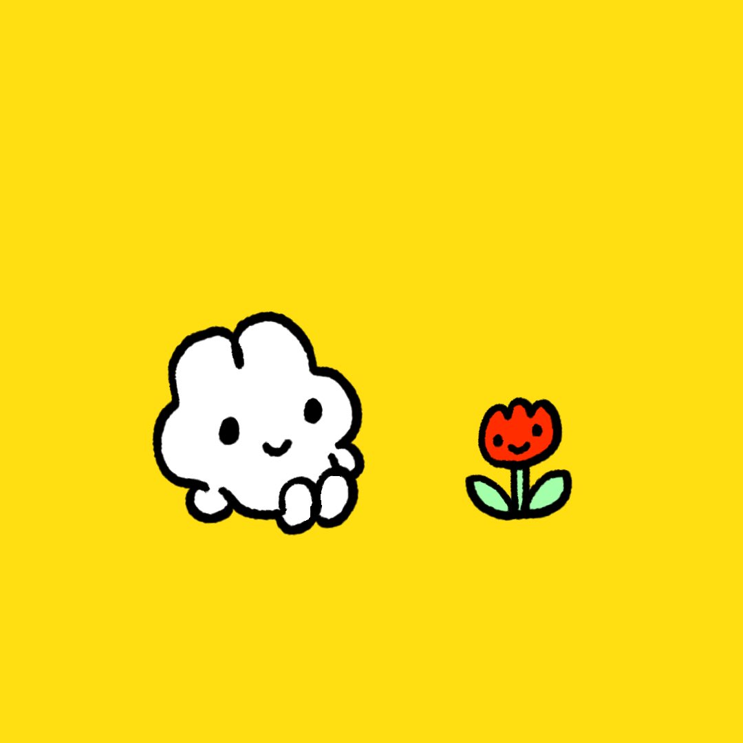 no humans flower simple background yellow background red flower smile rabbit  illustration images