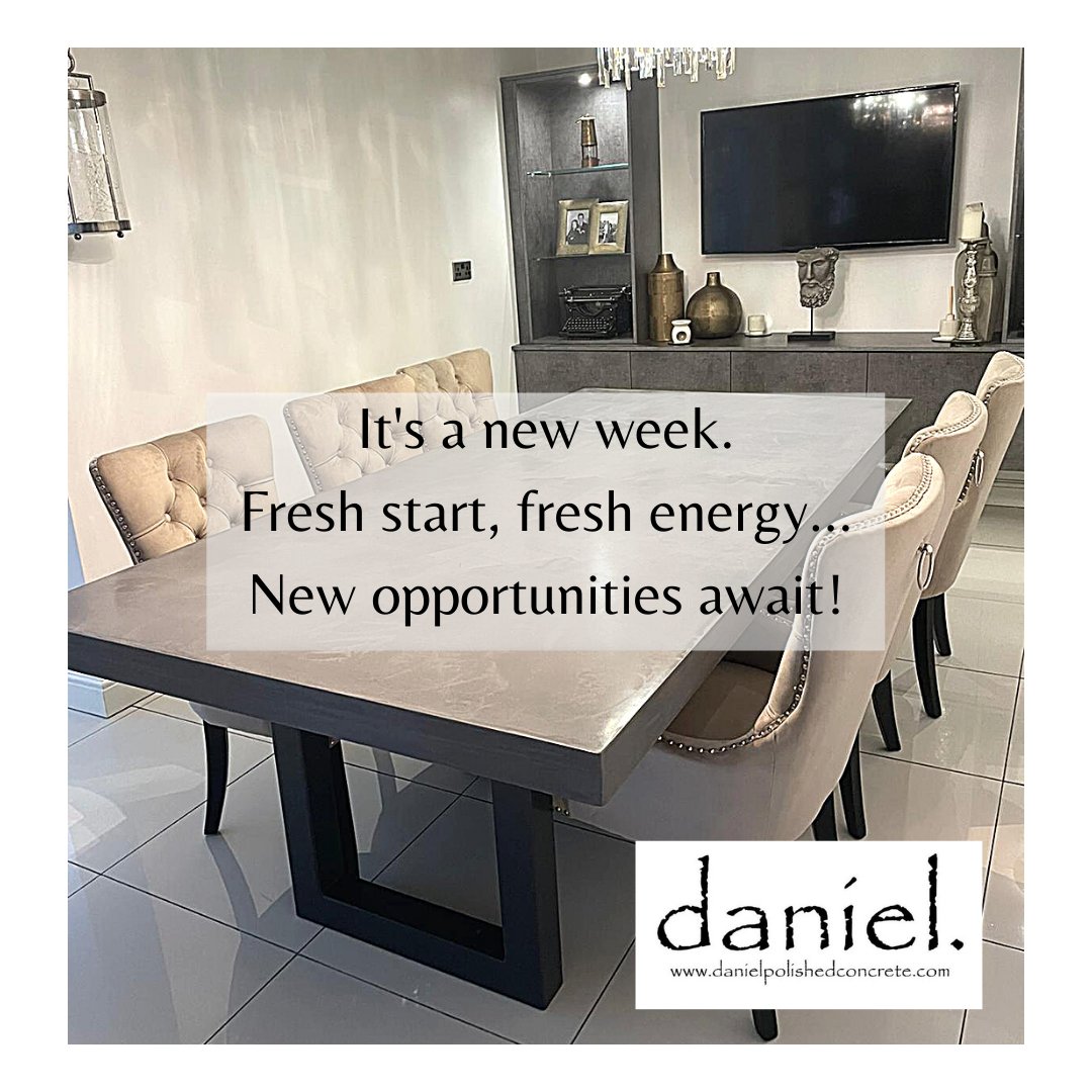 Happy #Monday !!
Jumping feet first into a new week! #BringItOn !! 
 #MondayMotivation #danielpolishedconcretetables #homedecoration #interiorstyle