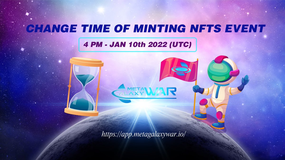 🔥🔥 𝙐𝙋𝘿𝘼𝙏𝙀 𝙏𝙃𝙀 𝙇𝘼𝙏𝙀𝙎𝙏 𝘼𝙉𝙉𝙊𝙐𝙉𝘾𝙀𝙈𝙀𝙉𝙏- ⏰𝘾𝙃𝘼𝙉𝙂𝙀 𝙏𝙃𝙀 𝙏𝙄𝙈𝙀 𝙊𝙁 𝐌𝐈𝐍𝐓𝐈𝐍𝐆 𝐍𝐅𝐓𝐒 𝐄𝐕𝐄𝐍𝐓

👉 We regret to inform you that, for the number of reasons about traffic. This event is rescheduled for 4 PM - Jan 10, 2022