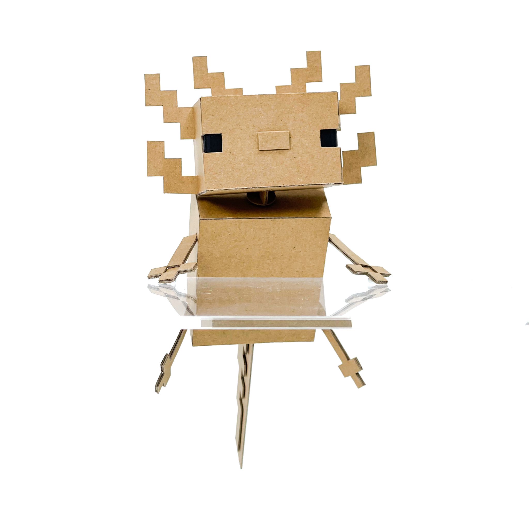 オダカマサキ オドンガー大佐 ダンボールで Minecraftの ウーパールーパー を作りました 次男が大好きな ウーパールーパーをプレゼント ダンボールgフルートで造形 首は割ピン 楊枝で二軸可動 脚は針金で ポリゴンの浮いた感じを再現しました