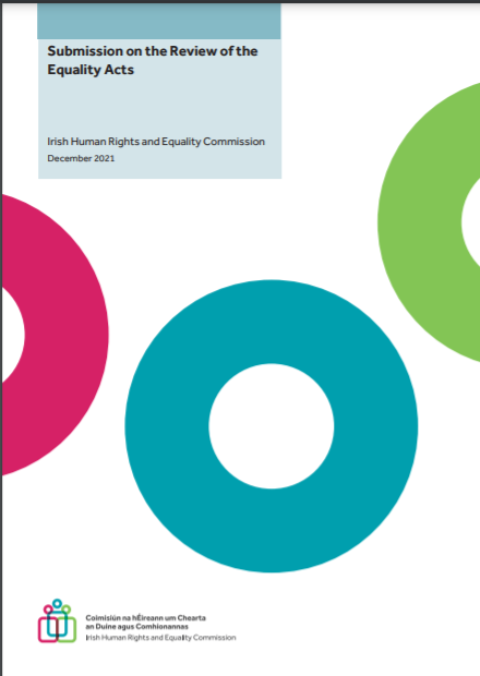 The front cover entitled "Submission on the Review of the Equality Acts"