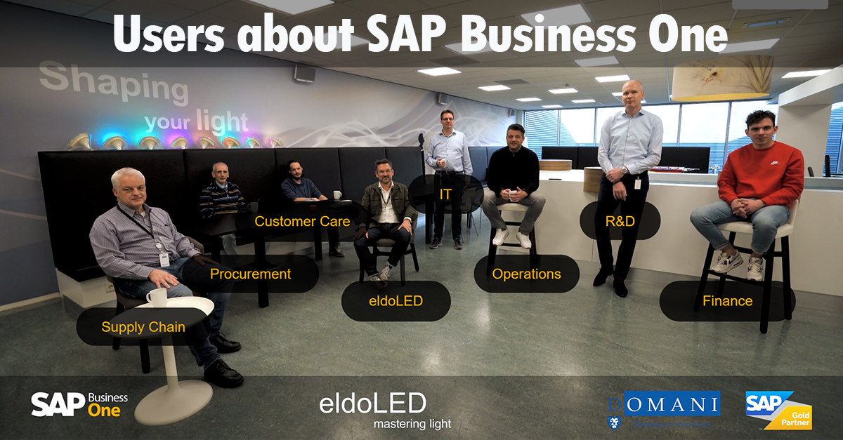 Domani_BS's tweet photo. How do users experience @SAPBusinessOne? Eight professionals working at @eldoLED tell you in this interactive #customervideo.
Choose which processes you want to hear more about and find out what SAP Business One means for a growing organization. ๐๐ฌhttps://t.co/aKXTYoACI9 https://t.co/XbFfHqULBd
