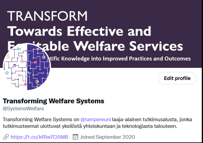 SystemsWelfare's tweet photo. 💥Uusi vuosi, uudet kujeet💥
Sustainable Welfare Systems (SWS) sulautuu yhteen uuden TRANSFORM-tutkimusalustan kanssa. 
Jatkossa tämä tili keskittyy viestimään laajasti @TampereUni tehtävästä hyvinvointijärjestelmien monitieteisestä tutkimuksesta. 
SWS-jatkaa osana TRANSFORM:ia💜 https://t.co/SaIR1Yi0I1