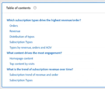 frederikwerner's tweet photo. The new automatic Table of Content prototype in Adobe Analytics is π₯ Great job @jenlasser and team! https://t.co/vNmY11BwgX