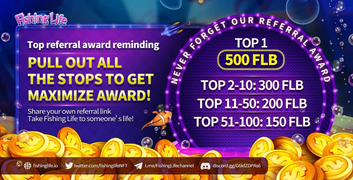 fishinglifeNFT's tweet photo. Massive players to create great value
Your sharing is your profit 💰
Please pay special attention to our sharing incentive policy📣
Get the highest rewards from airdrops! 💹
#GameFi #DeFi #cryptocurrency https://t.co/apyvf3zSvs
