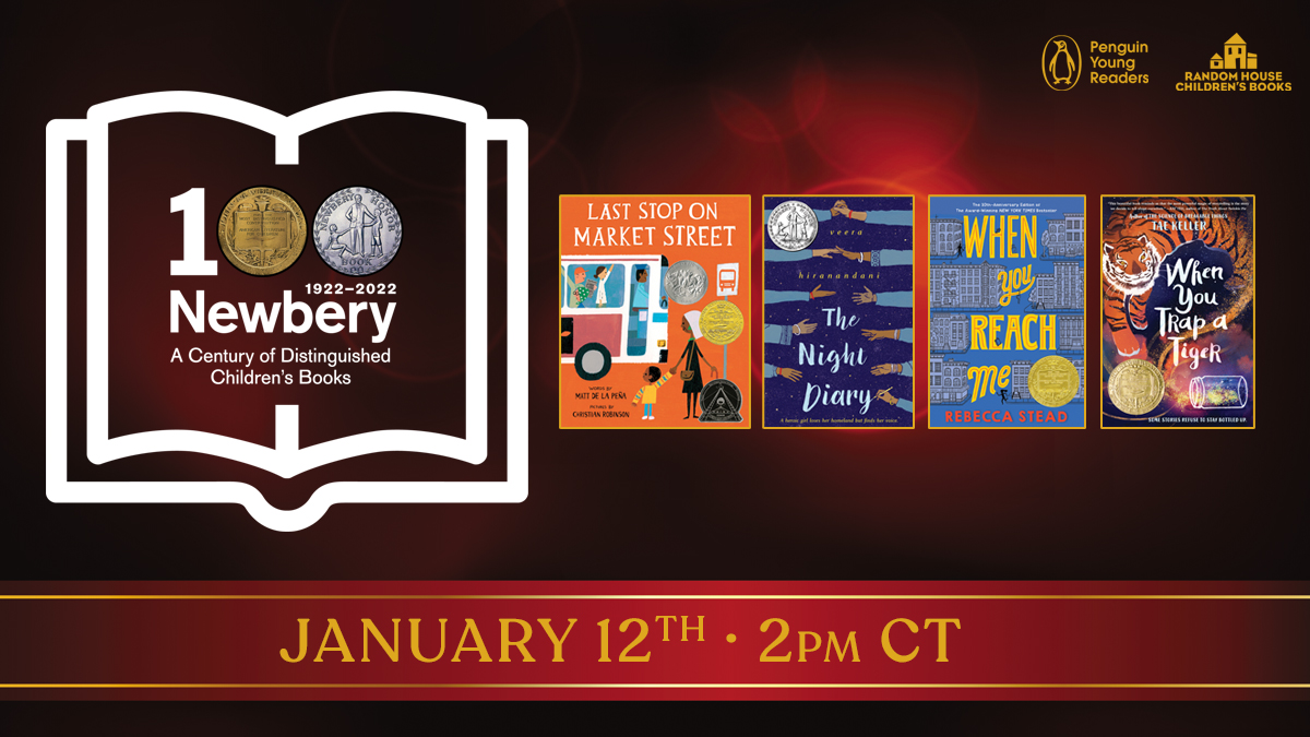PenguinClass's tweet image. The Newbery is 100! Celebrate with four Newbery award-winning authors at this FREE @ALA_Booklist webinar as they discuss all things Newbery! Join @taekeller @rebstead @mattdelapena @VeeraHira &amp;amp; moderator @kirby_mcc! #Newbery100 @RHCBEducators 
bit.ly/3GmLYB1