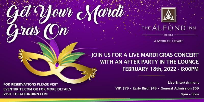 TheAlfondInn (@thealfondinn) on Twitter photo Save the date to CELEBRATE Mardi Gras with a LIVE Concert on our Courtyard Lawn! Join us February 18th for Get Your Mardi Gras On at <a href="/TheAlfondInn/">TheAlfondInn</a> Save the date to CELEBRATE Mardi Gras with a LIVE Concert on our Courtyard Lawn! Join us February 18th for Get Your Mardi Gras On at <a href="/TheAlfondInn/">TheAlfondInn</a>