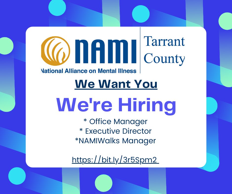 ATTENTION: We are hiring here at NAMITC!! We have 3 great positions we are hiring for &amp; we want you to be a part of what we are doing here this year for 2022! We are hiring an Office Manager, Executive Director &amp; a NAMIWalks Manager. Apply by January 17, 2022, we are filling the