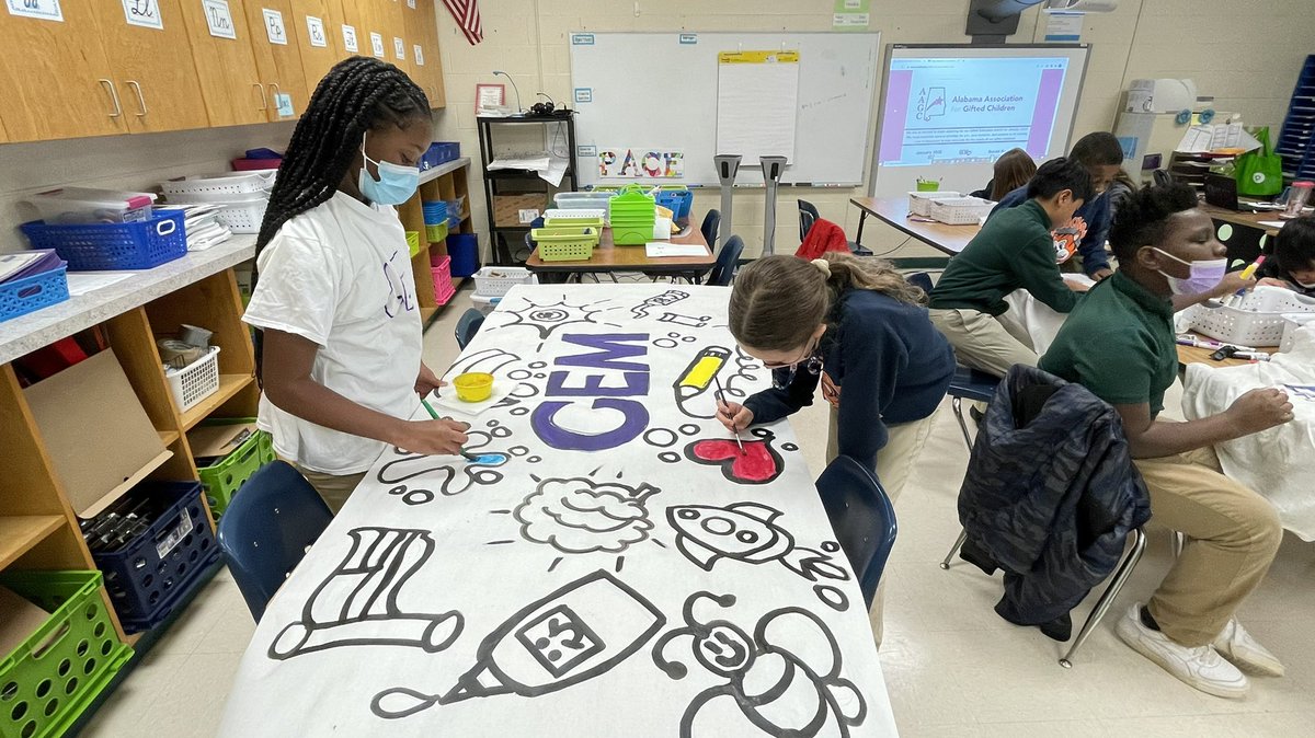 3rd, 4th, &amp; 5th PACE students posed for a picture in front of a poster they made to raise awareness during the month of January about importance of gifted education for Gifted Education Month(GEM).<a href="/alabamagifted/">Alabama Gifted</a> #algifted <a href="/MCPSSGiftedEd/">MCPSS Gifted Ed</a> <a href="/DicksonTigers/">E.R. Dickson Tigers</a>