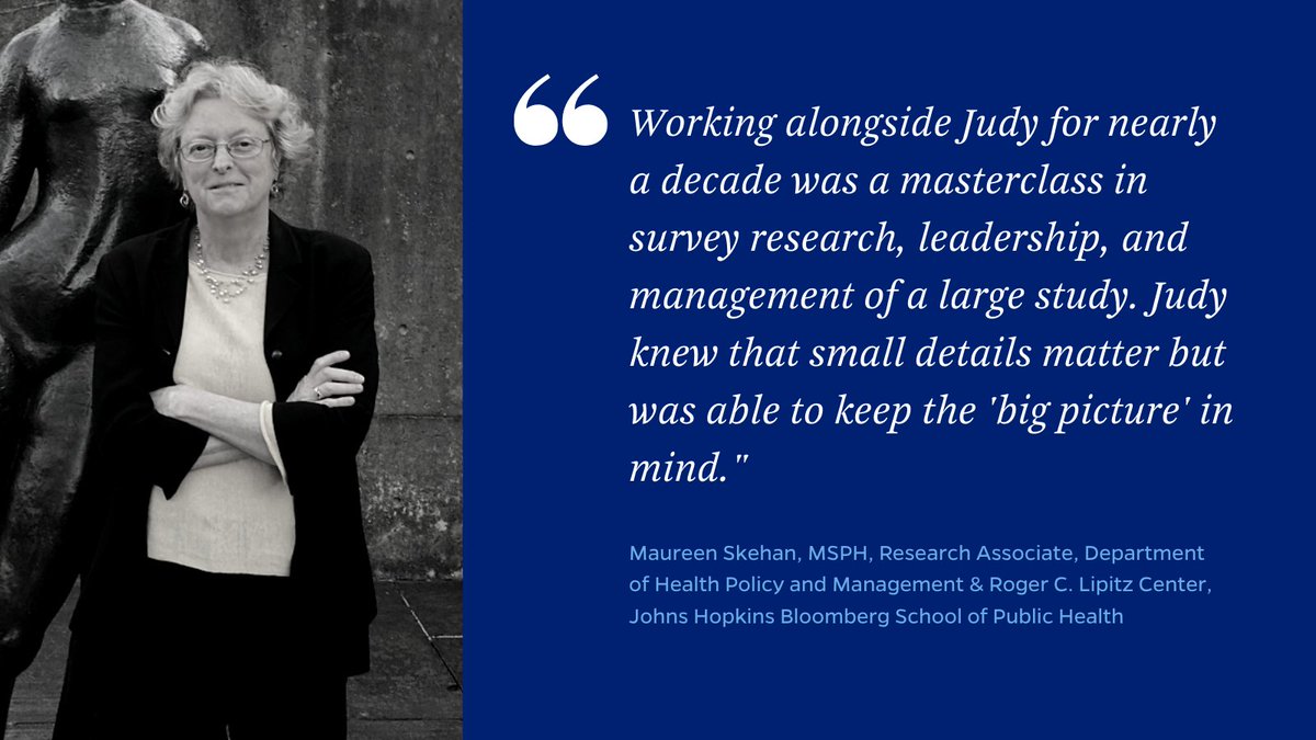 Save the date! The <a href="/LipitzCenter/">JHSPH Lipitz Center</a>, @johnshopkinsSPH, and @JHSPH_HPM, will host a virtual event "Honoring the Life &amp; Legacy of Judy Kasper: Trailblazer, Colleague, and Friend" at noon ET on January 18, for family, friends, and colleagues. Register here: eventbrite.com/e/honoring-the…