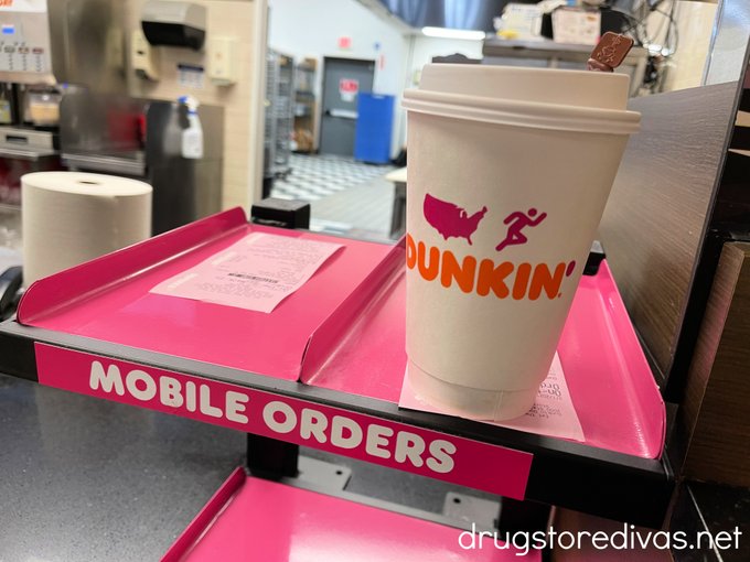 A mobile order at Dunkin' Donuts.