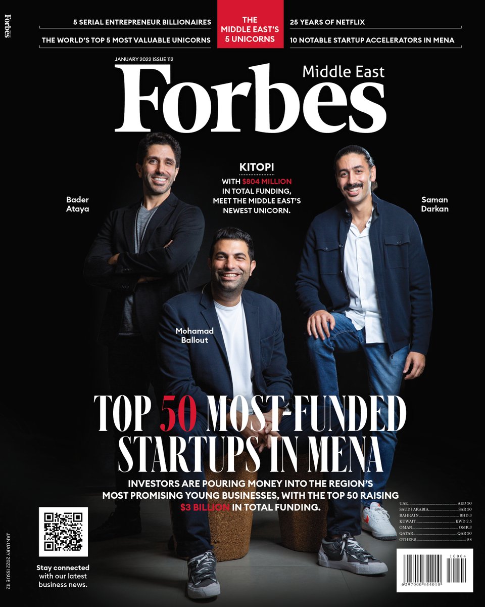Our January issue features the 50 most-funded startups in MENA—which have raised a total of almost $3 billion in funding—as well as exclusive interviews with the cofounders of the UAE’s Kitopi, Egypt’s MaxAB, and Saudi’s Tamara.
forbesmiddleeastmagazine.com/flipbook/2022/…