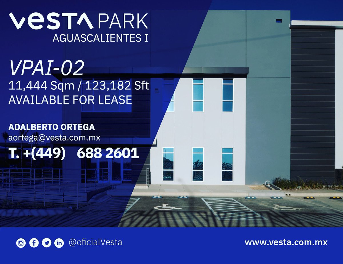 Industrial Building #Vesta #IndustrialRealEstate #ElevatingStandards #RegiónBajío #CommercialRealEstate #AvailableForLease #Aguascalientes #VestaParkAgs