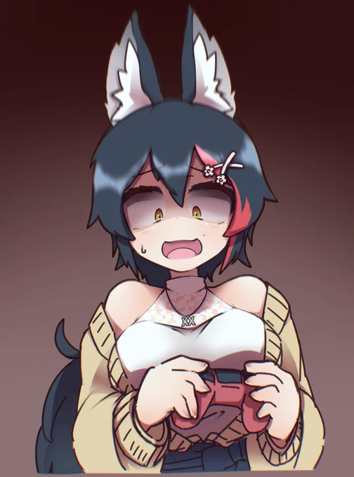 ホラーゲームしてる時のミオしゃとてもすき
#みおーん絵 