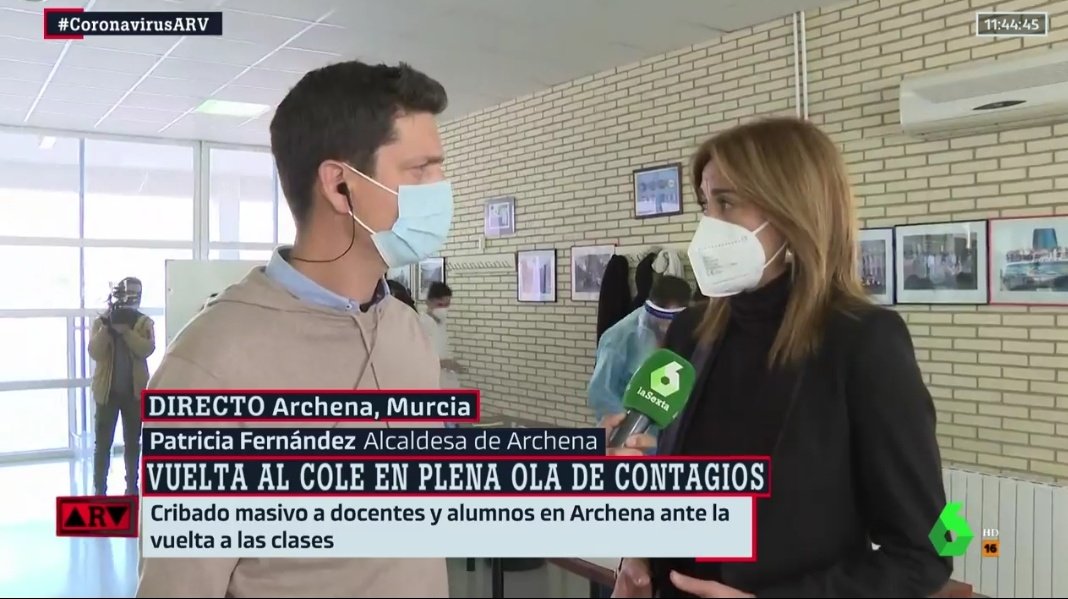 RafaelOlmosR_'s tweet photo. 📺👉 @PatriciaArchena en @DebatAlRojoVivo "Con este cribado masivo a los docentes y alumnos de #Archena , garantizamos una #VueltaAlCole más segura"

#Gestión #Ejemplo #ArchenaFunciona https://t.co/1AnGglzcAM