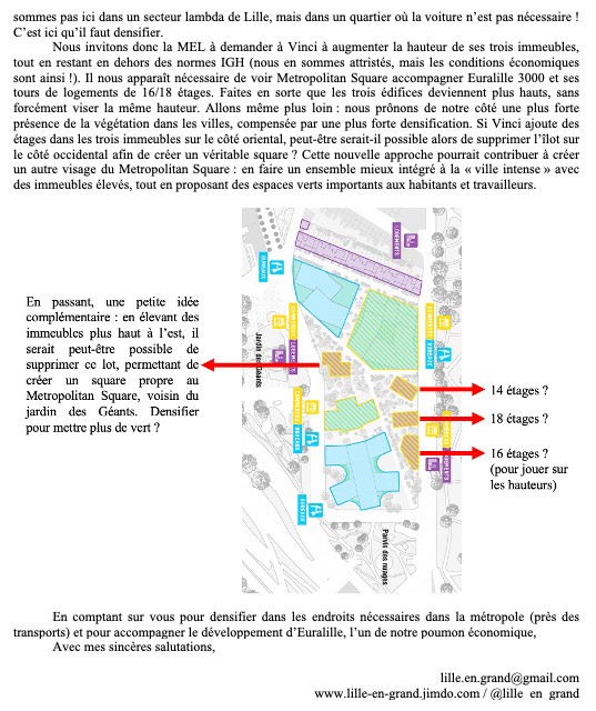 lille_en_grand's tweet photo. L' #Idéedulundi n°47 vous soumet à la critique l'avis que je pense déposer pour le #MetropolitanSquare. A mon sens, il faut élever + haut les 3 logements de 12 étages pour 16/18 (et p-ê agrandir le square : + de hauteur > + de vert @DamienCastelain @MartineAubry @standendievel1 ! https://t.co/jl5PLrGwsT