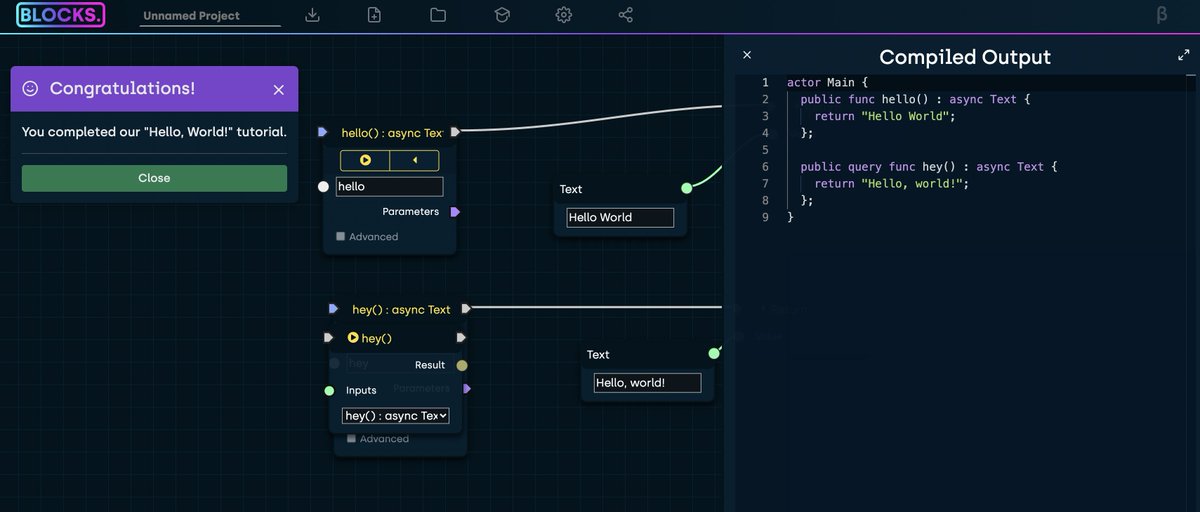 harukatarotaro's tweet image. ビジュアルでMotokoのコードが生成できる取り組みUIは美しい。ノーコーダーの方にはいいかも