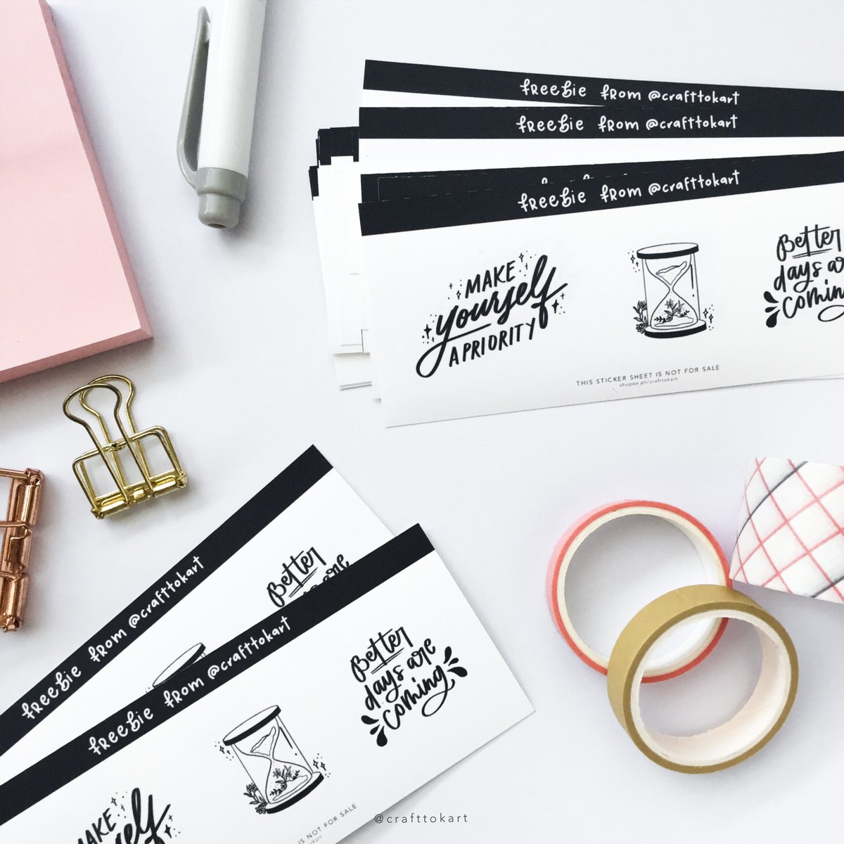 crafttokart's tweet photo. Our latest freebie sticker sheet! 🤍 

Watch out for more surprises in the coming days as we release more designs and products! ✨ https://t.co/ZLapjhTwLb