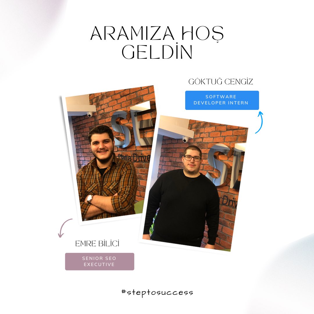 semtr's tweet image. SEO ekibimize “Senior SEO Executive” olarak katılan Emre ve IT ekibimize “Software Developer Intern” olarak katılan Göktuğ aramıza hoş geldiniz!

Gün geçtikçe büyüyor ve başarı basamaklarını beraber tırmanıyoruz 💙

#steptosuccess #SEM