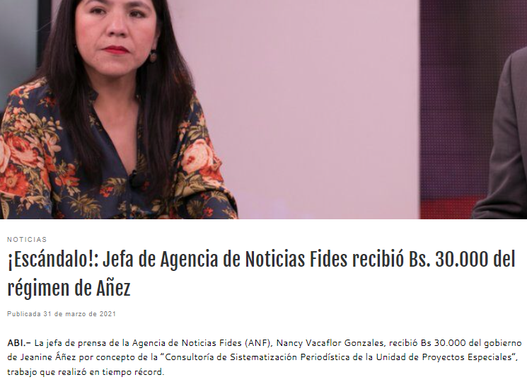 HPankarita's tweet photo. Nancy Vacaflor es una criminal golpista #PeriodistaPrePago, ella debe pedir perdón al pueblo boliviano, nunca olvidaremos que apoyó de forma descarada a la dictadora Añez difundió falsos positivos que fueron el detonante para las masacres https://t.co/snfJwkqTVt