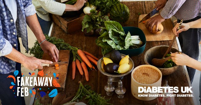 DiabetesUKCymru's tweet photo. Craving a takeaway? This Feb, why not go healthy & homemade for one month and take part in our #FakeawayFeb challenge!
It's simple: swap takeaways & ready meals for homecooked alternatives, all to raise life-changing funds for Diabetes UK.
Sign up now! https://t.co/Xo1FUMYfGp