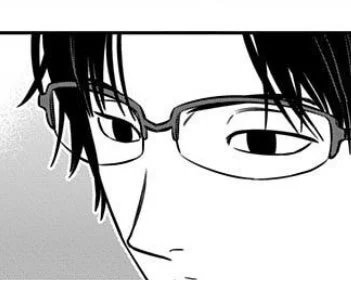 おさむのメガネ越しの輪郭が小さいコマでも割としっかり縮んで描かれてる(=度あり)から、これだけ大きいコマで輪郭変わってないって事は度なしの伊達かな……? 
