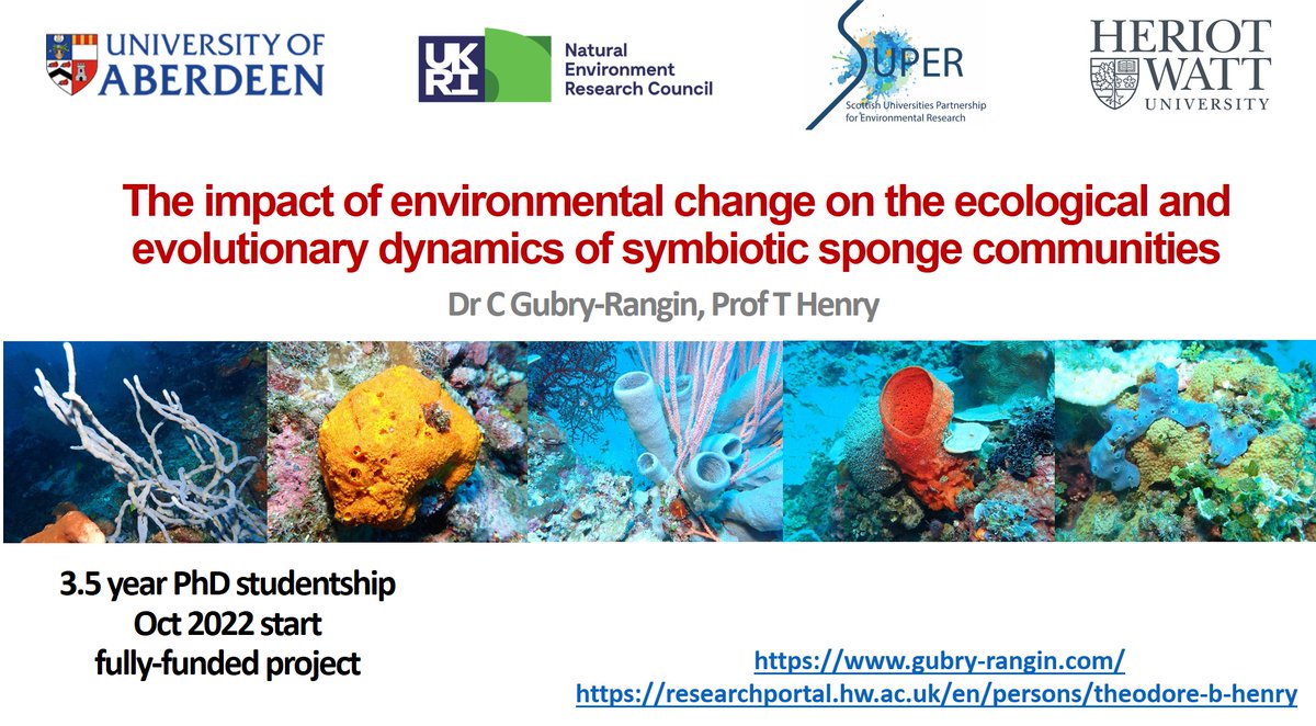micecoevo's tweet image. Fully-funded PhD to study microbial ecology and evolution in marine sponges! Deadline in 2 weeks - please apply or RT! findaphd.com/phds/project/s…