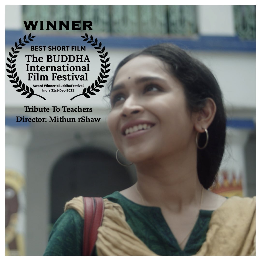 ChromePictures's tweet photo. Congratulations to our Director @mithunrshaw on the winning the Best Short Film Award for the  #TributeToTeachers film at the @BuddhaFestival !! 👏🏻
.

#CHROMEPICTURES #BuddhaFestival #BestShortFilm #Winner #LearningNeverStops #ThankYouTeachers #TeachersGift #Teachers #AwardWinner https://t.co/Ioi17T9YPL