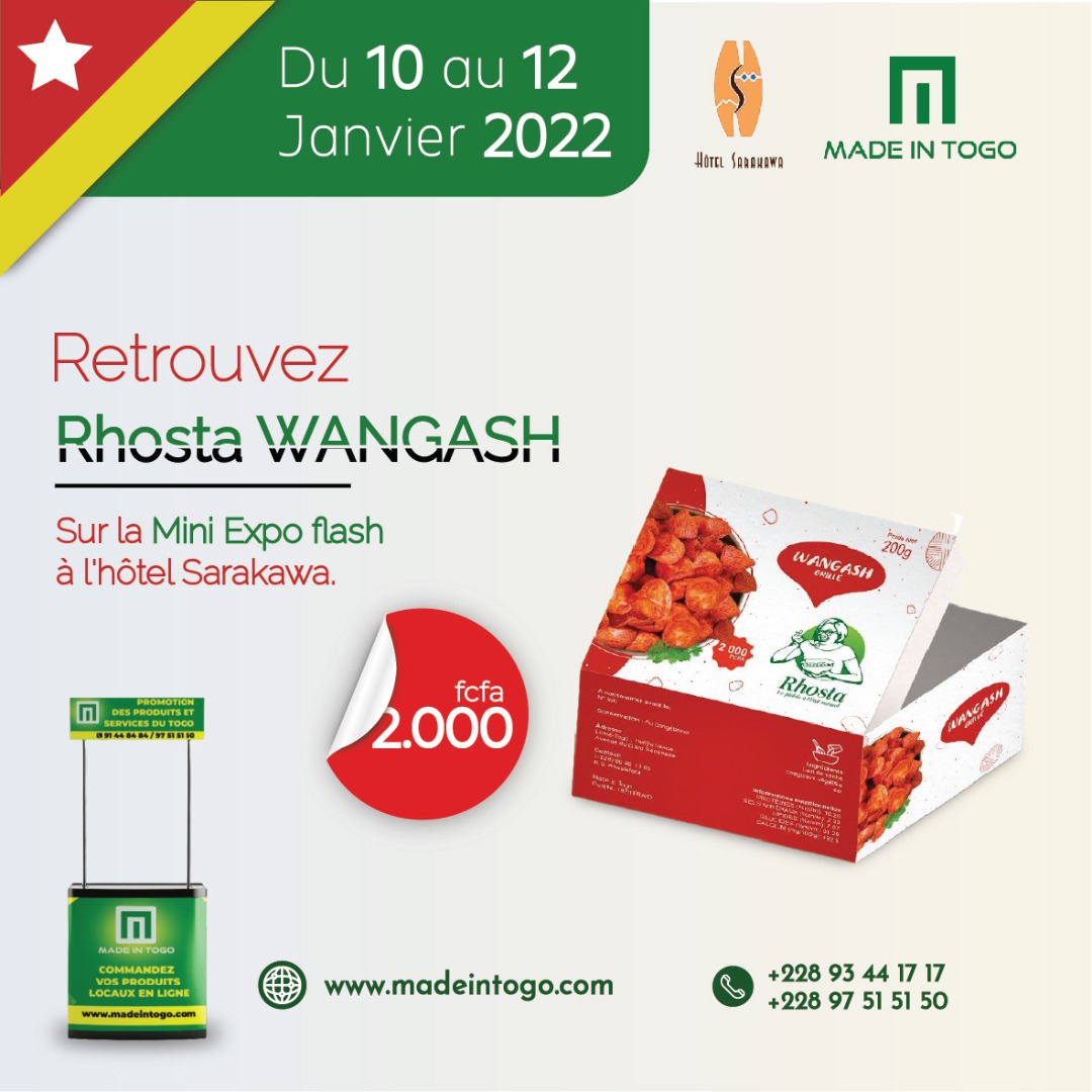madeintogo_com's tweet photo. #RHOSTA, du #Wangash grillé #madeintogo disponible sur la mini #expo flash en cours en ce moment à l'Hôtel Sarakawa.
Infoline: +228 93441717 - 97515150
https://t.co/ArztHYkHBt
Label de promotion du savoir-faire togolais !
#ConsommerLocal #Sarakawa #Expo https://t.co/bbywlLZNGC
