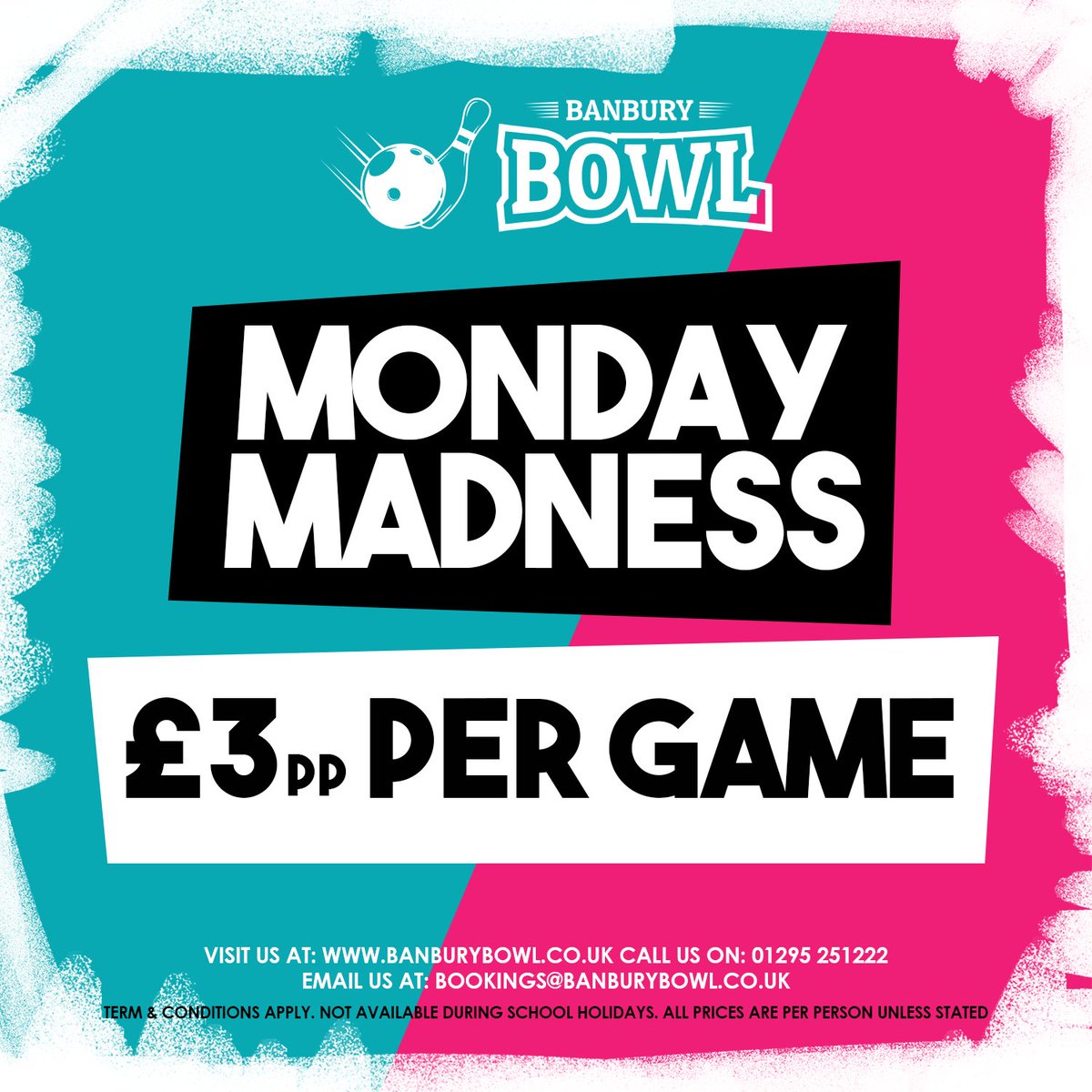banburybowl's tweet photo. Start your week the right way with some Monday Madness 🤪

Join us after 5PM to get your hands on a game of bowling for only £3pp per game 🎳

Book with us: https://t.co/Agoo1JER3B 📲

#BanburyBowl #Bowling #Banbury #UK #Bowl #Food #Drinks #FamilyBowl #Discobowl https://t.co/900w2OijGA