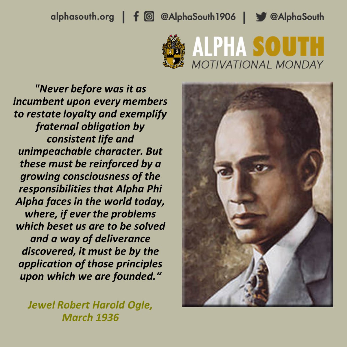 AlphaSouth's tweet photo. Tag👥 | Comment✍🏾 | Share📱
Turn on the post notification 🔔
-----------------
#MotivationalMondays #AlphaPhiAlpha #APA1906Network #ForThe7Jewels #AlphaSouth #AlphasBest #AlphaSouth1906 https://t.co/i0YGMaGayH