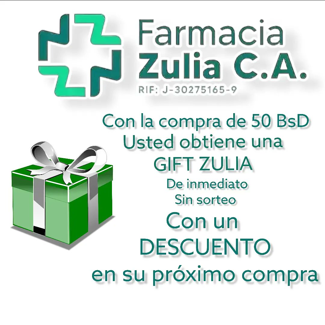 Sin sorteo, usted obtendrá una #GiftZulia con descuento para su próxima compra #