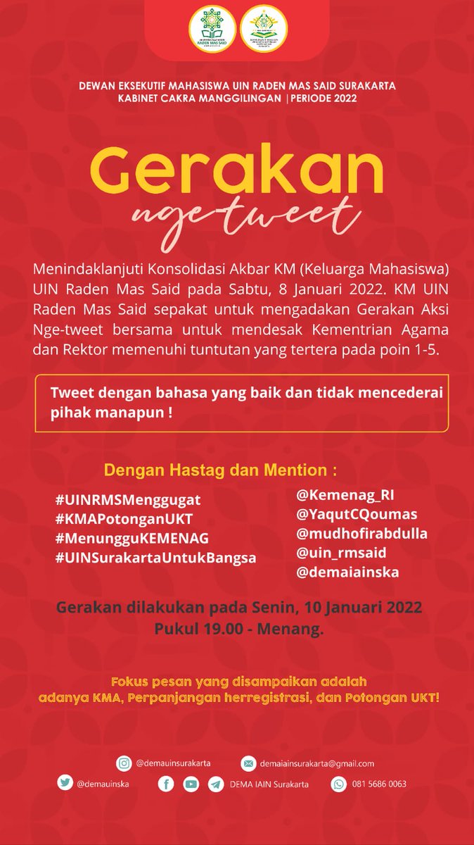 sarahhilda_'s tweet photo. Kami mahasiswa semester tua ingin keringanan ukt &amp; perpanjangan pembayaran ukt 😇

@Kemenag_RI
@YaqutCQoumas
@mudhofirabdulla
@uin_rmsaid
@demauinska
..
#UINRMSMenggugat
#KMAPotonganUKT
#MenungguKEMENAG
#UINSurakartaUntukBangsa https://t.co/fiS9MUYTQh