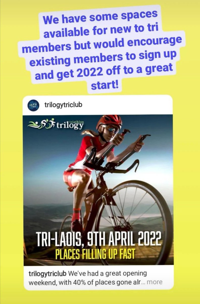 Renew your TriTanium membership today and take part in our exciting structured training programmes. TriLaois will be first up for our New-2-tri members! New members always welcome. See our website for additional details. RTs welcome!