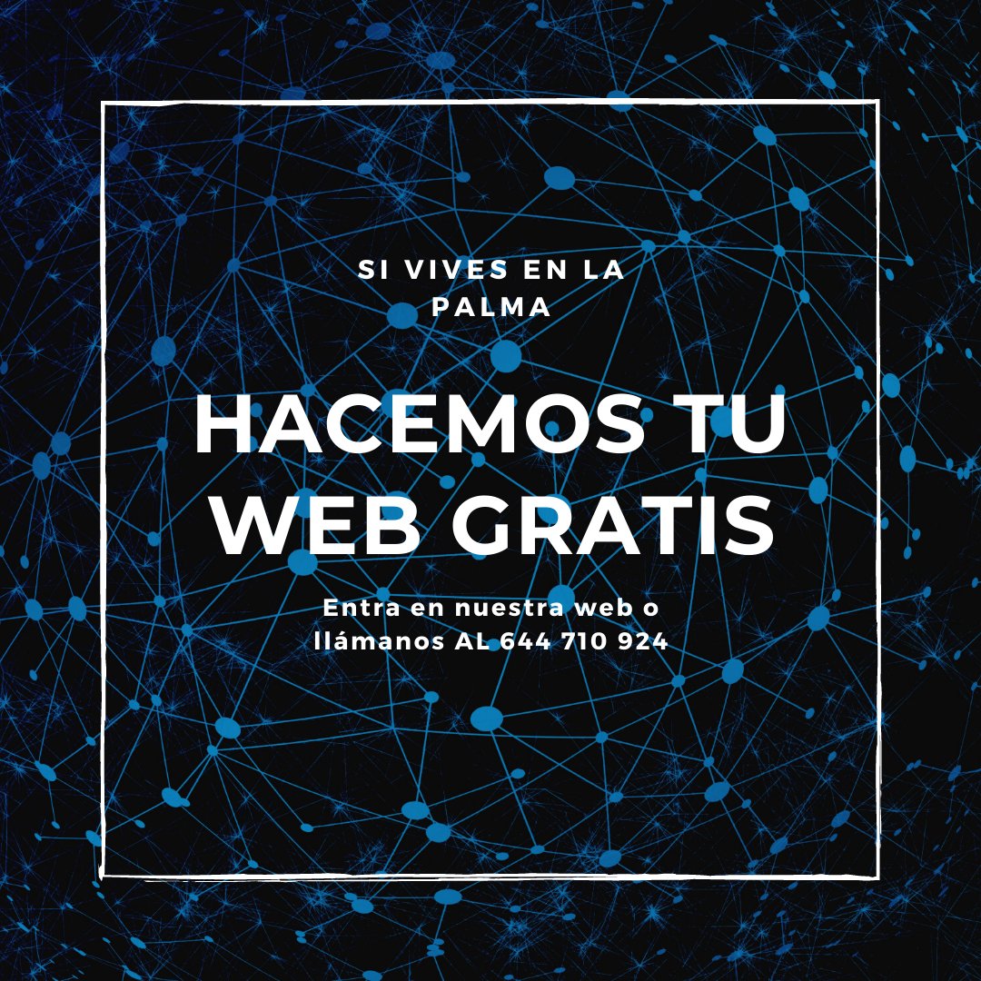 #FelizLunes si vives en La Palma te hacemos tu web gratis hasta abril, llámanos o escríbenos un whatsApp al 644 710 924

#lapalma #volcanlapalma #losllanosdearidane #ayudaslapalma #informaticatenerife