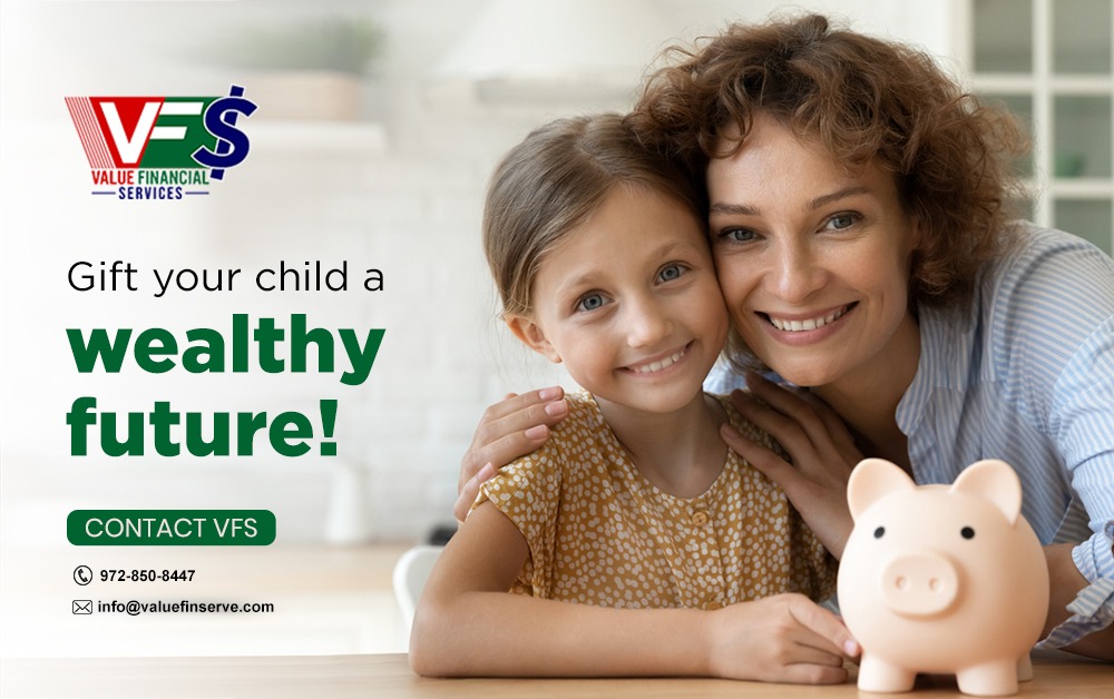valuefinserve's tweet image. Let us plan for your child’s wealthy future!
Call Us: 972-850-8447 today to set up a free consultation
#valuefinancialservices  #KidsCollege #LifeInsurancePlanning #tax #business #planning #EstatePlanning #FinancialPlanning #InvestmentPlanning #KidsCollegePlanning #irving #texas