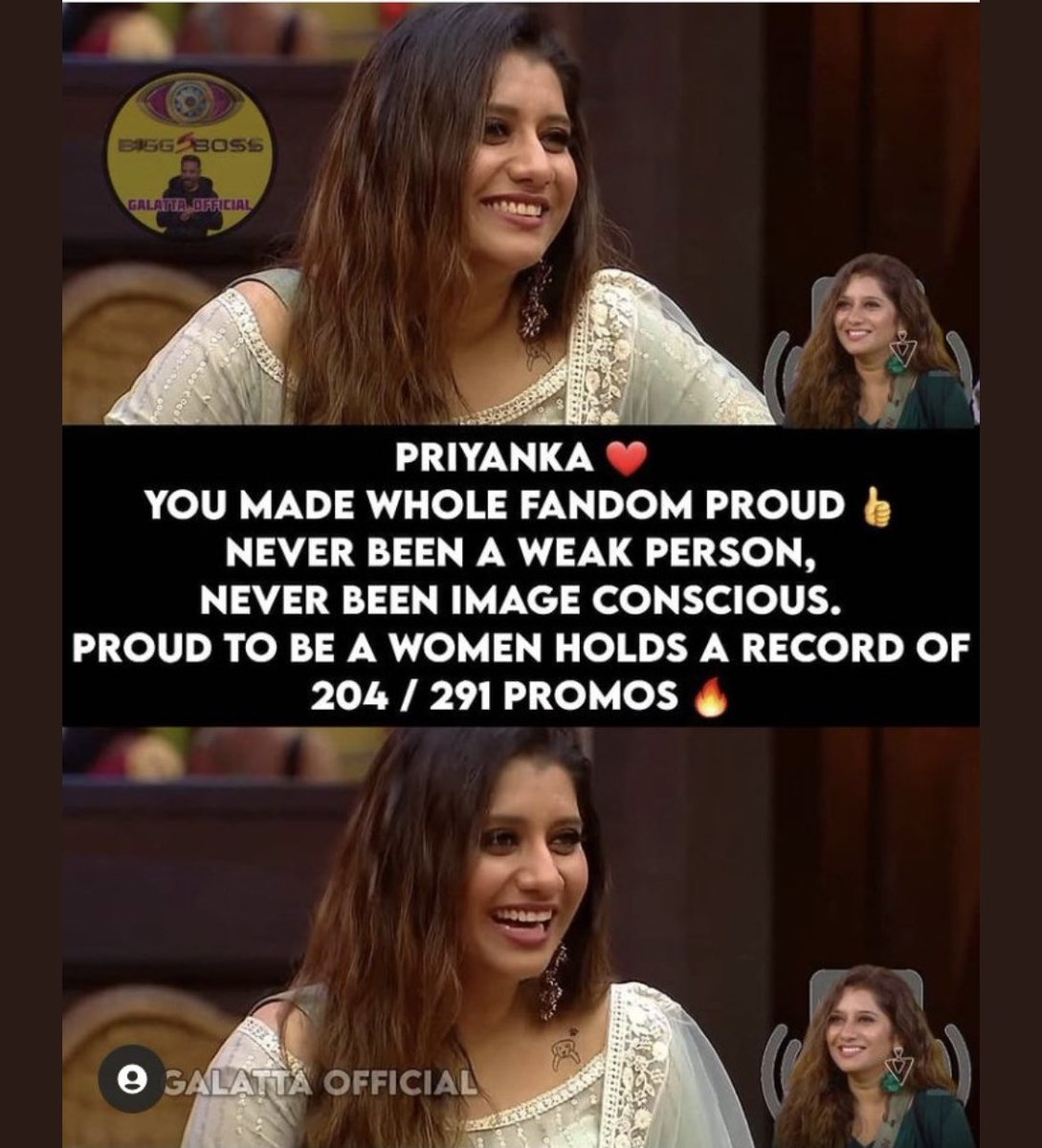 prathi_sp's tweet photo. Her struggles are real ! Her show performance is real !

Honesty and integrity is the key !
#BB5QueenPriyanka 

Vote for the queen !#BiggBossTamil5 https://t.co/uo8VARck4m