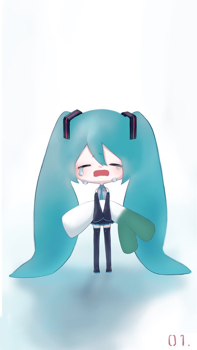 初音ミク「マスターに置いて行かれると思って号泣するミクさん   #初音ミク」|梓木のイラスト