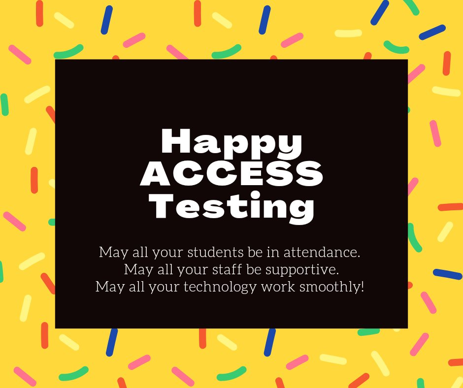 DakotaTesol's tweet photo. ND ACCESS testing window starts today and SD starts the 24th. Good luck to all the k-12 EL teachers out there. #widaaccess https://t.co/5QoYBE5W4T