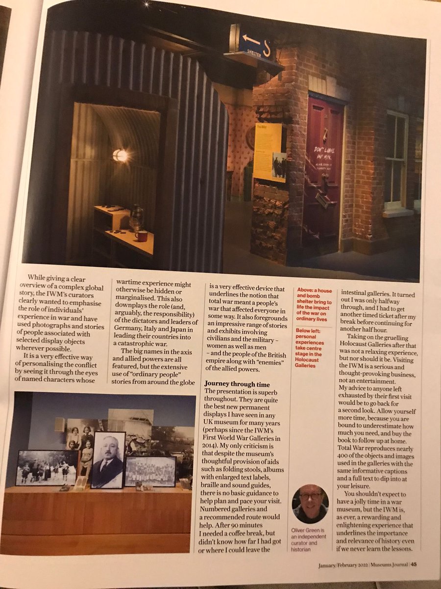 Thank you <a href="/MuseumsAssoc/">Museums Association</a> #MuseumsJournal for this wonderful review of <a href="/I_W_M/">Imperial War Museums</a>’s #SecondWorldWar Galleries: ‘They are quite the best new permanent displays I have seen in any UK museum for many years’ 😍We’re glad you enjoyed them as much as we did curating them!  #SWW #WW2 #Curator