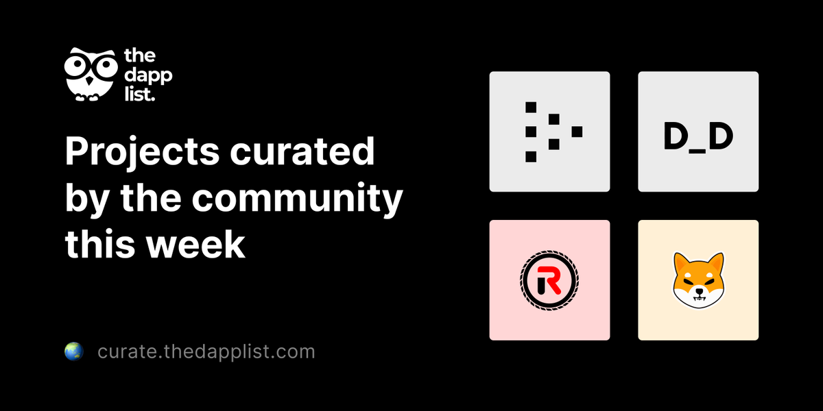 tdldoteco's tweet image. Dapps &amp;amp; projects curated by our community on thedapplist.com this week 🚀

Learn more about them from the thread 👇🏻