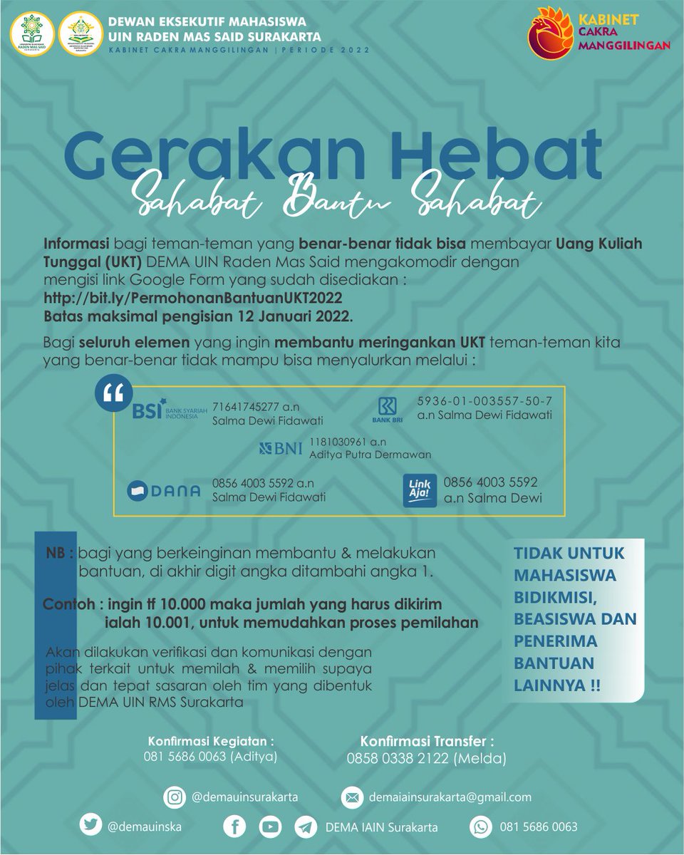 demauinska's tweet photo. We make, we do!
Bismillah 🤲🏻✊🏻

@Kemenag_RI
@YaqutCQoumas
@mudhofirabdulla
@uin_rmsaid
@demauinska
..
#UINRMSMenggugat
#KMAPotonganUKT
#MenungguKEMENAG
#UINSurakartaUntukBangsa https://t.co/n4hpBdAdYZ