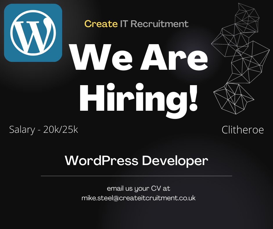 CreateITRec's tweet image. Are you out of work and are tech-based? Or wanting something a little different as 2022 takes over? Well putting your name down for our WordPress Developer role will certainly allow for that difference to jump right in!!! 
#SmallBusiness #digitalmarketer #hiring #jobsearch #news