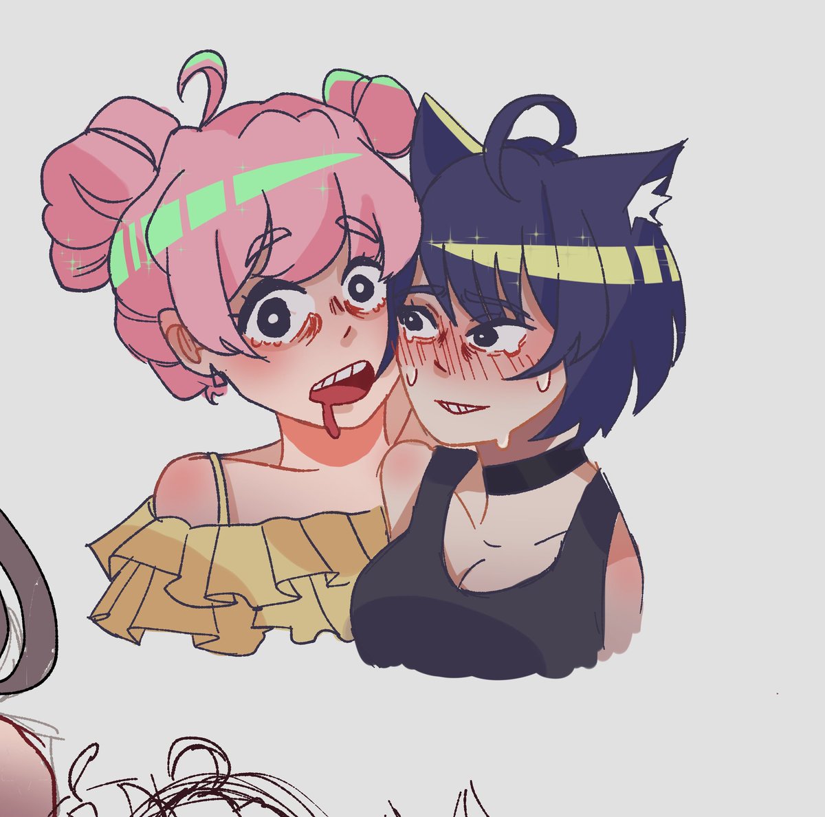 pinkiipeachh's tweet photo. Cute couple finished!! 

#wip #sketch #art #couple #girls #neko https://t.co/cbeIbYTio5