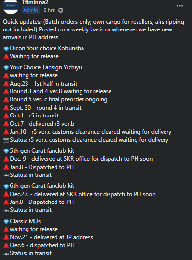 17caratfactory's tweet photo. #1plus1CF_updates
Seventeen mds Quick updates: (Batch orders only; own cargo for resellers, airshipping- not included) Posted on a weekly basis or whenever we have new arrivals in PH address
Full info also posted on FB Group: https://t.co/4iC1dHkEAf https://t.co/sUNvI9mDMz